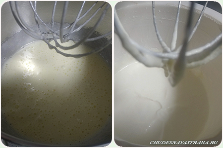 В отдельных посудинах взбить яйца с сахаром и масло со сметаной